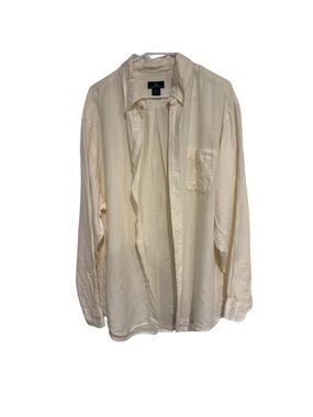 Brooks Brothers Linen Button-Up Shirt in Cream
